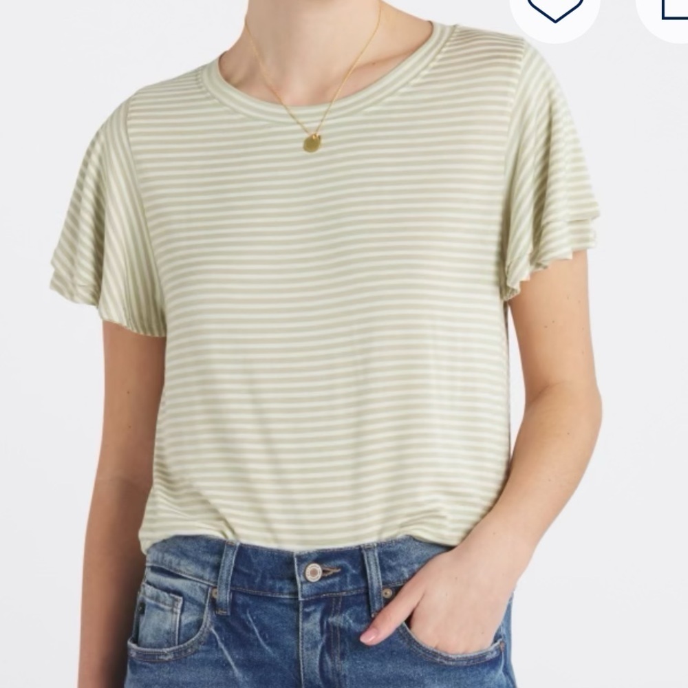 Nine Britton - Rylan Double Flutter Sleeve Knit Tee. Size XXL. Stripes. NWT